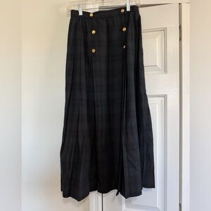 Liz Claiborne Collection Vintage Blue Green Tartan Long Wool Wrap Skirt Size 6